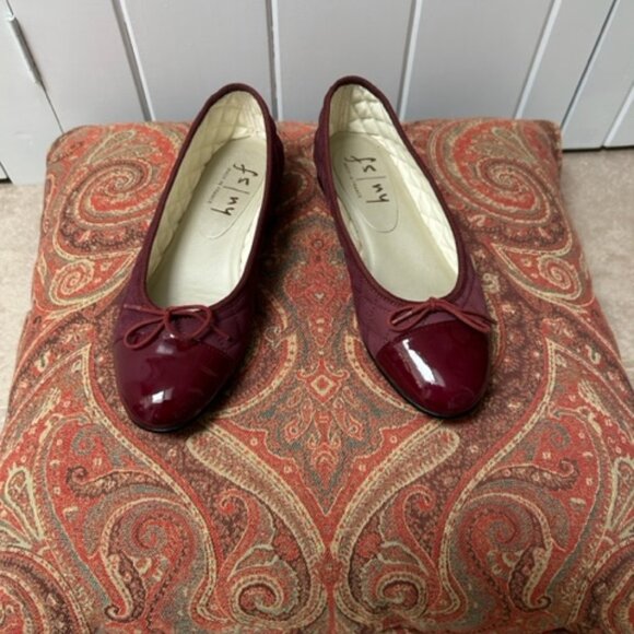 French Sole Burgundy Ballet Flats - Picture 1 of 4